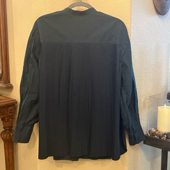 COS Women Dark Teal Pleated Back Button Oversized Shirt Size 2 - Picture 4 of 8